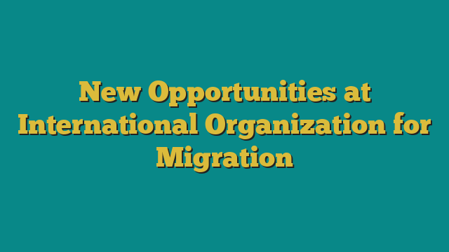 New Opportunities at International Organization for Migration